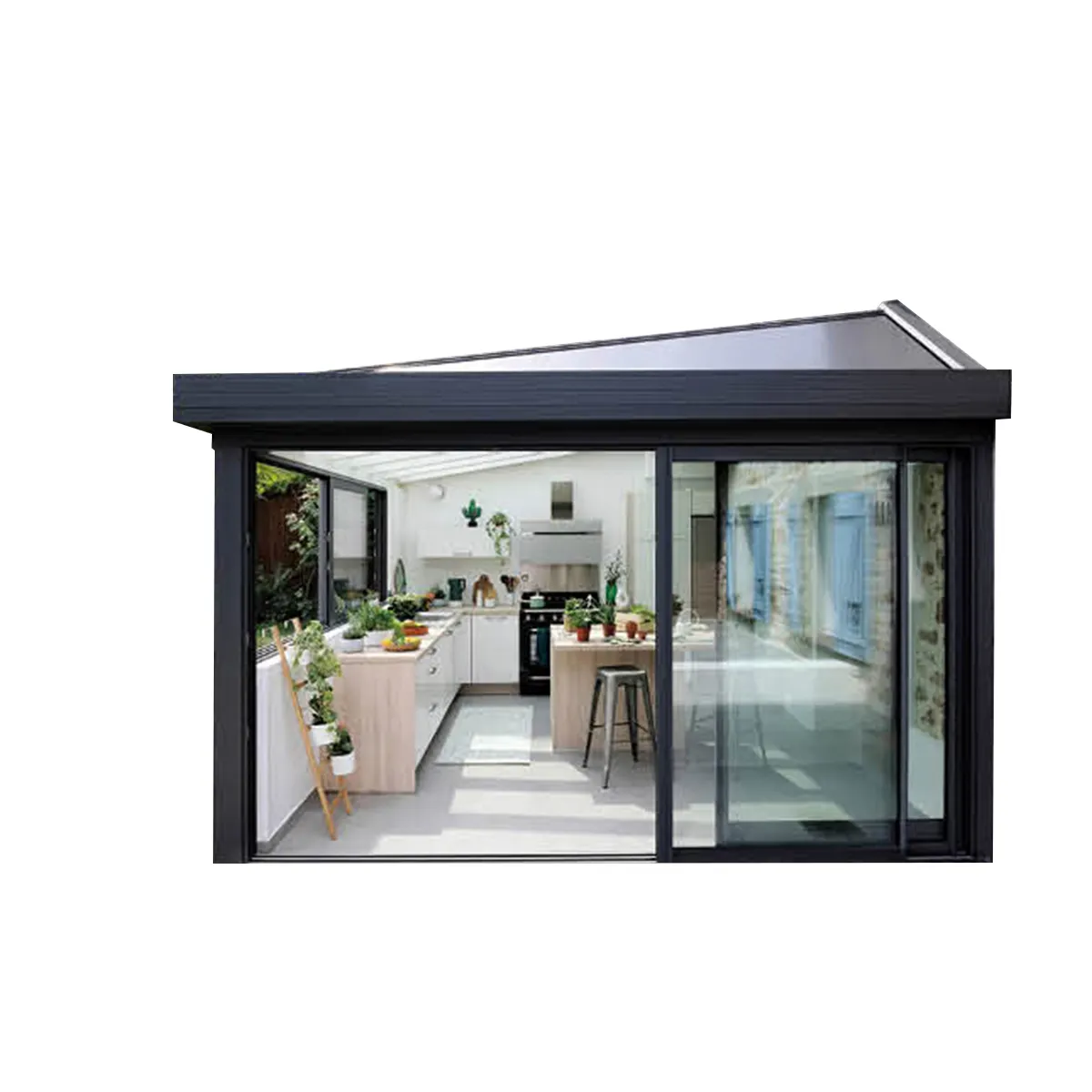 Modern ses geçirmez ısı yalıtımı alüminyum alaşımlı çerçeve dört mevsim banyo güneş odası bahçe