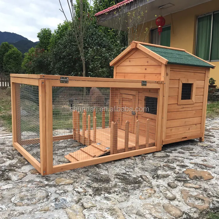 SDR025 Gallinero Conejo Conejera Casa de pollo de madera de lujo para la venta Jaulas para mascotas con estampado SHUNDA de madera, transportadores y casas de ocio