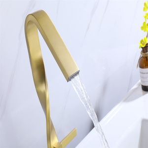 Vòi Nước Phòng Tắm Một Lỗ Gắn Sàn Hiện Đại Vòi Chậu Rửa Phòng Tắm Màu Vàng Đồng Thau Màu Trơn - Product Image 6