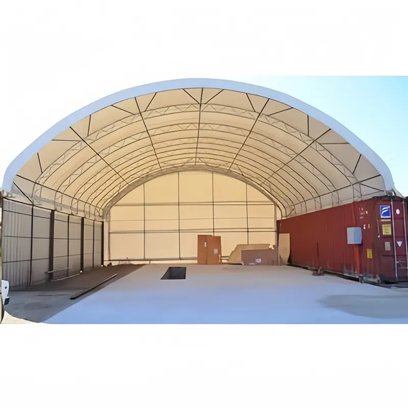 Melhor preço 20ft 40ft 60ft 70ft tecido recipiente tenda abrigo final parede industrial pvc heavy duty shipping container dome abrigo