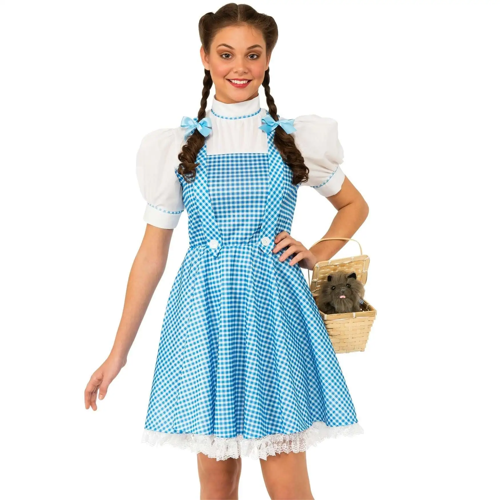 Conjunto de fantasia de Halloween com laços de cabelo para Dorothy, fantasia de festa luxuosa com o feiticeiro de Oz, cosplay de Halloween, fantasia de Halloween