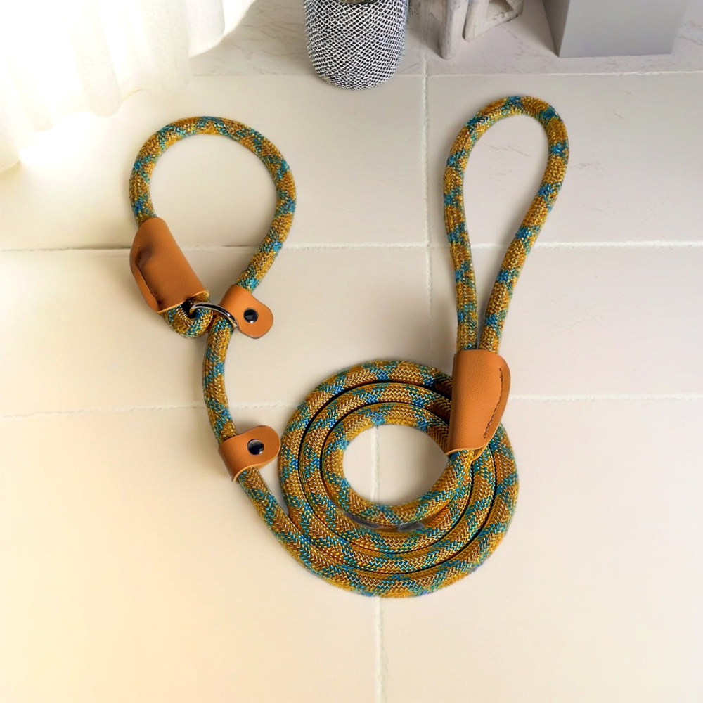 Laisse orange avec décoration florale