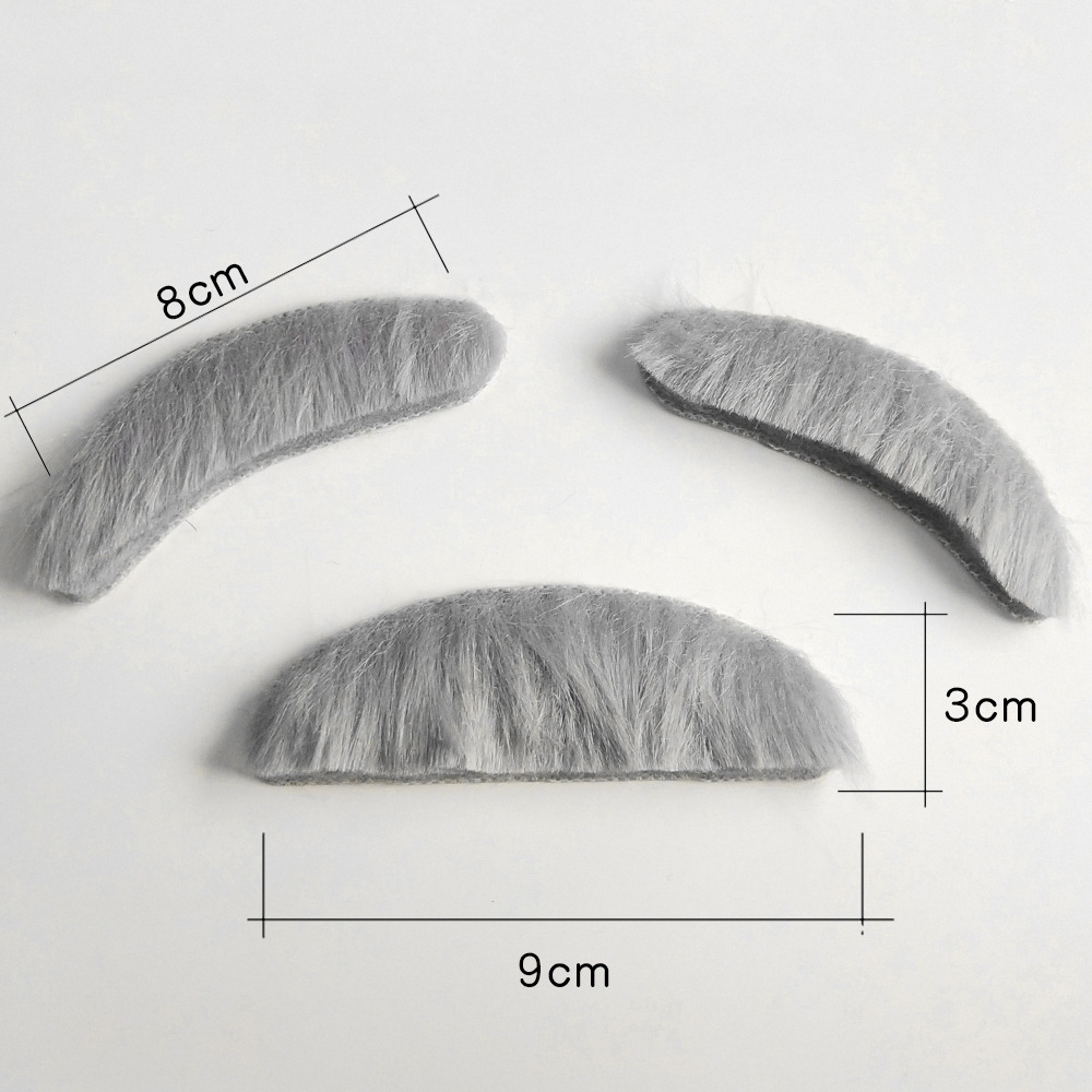 Ensemble 3 pièces imitation cheveux de lapin barbe grise