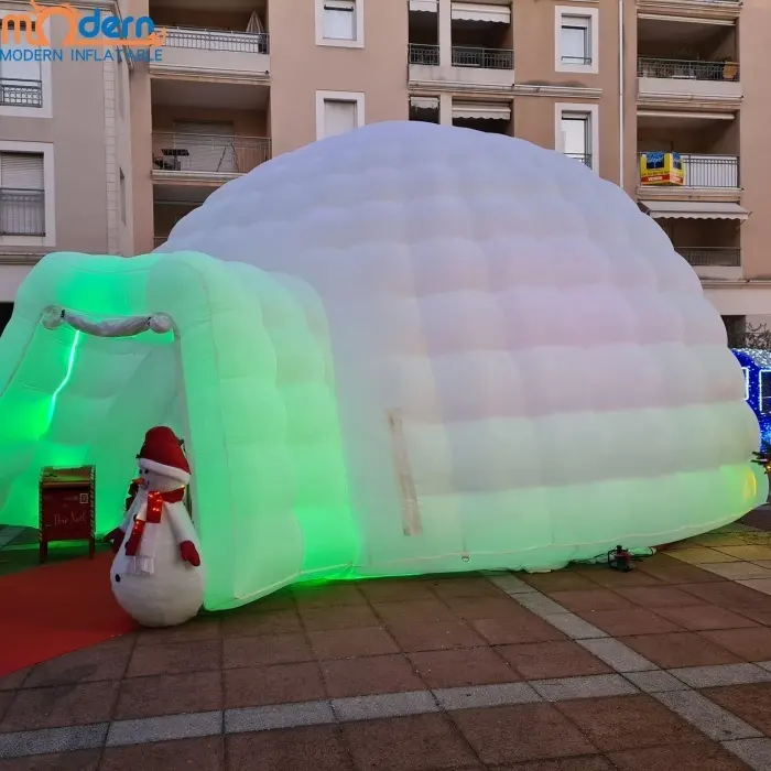 Hete Verkoop Witte Commerciële Led Verlichting Opblaasbare Lucht Koepel Iglo Tent Voor Kerstfeest