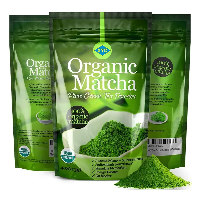 מותג פרטי 100% אורגני Matcha אבקה סיטונאי משלוח מדגם טבעי טהור ירוק תה טקסי Matcha אבקה