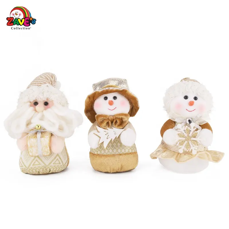 Gran oferta, trío dorado de 5,5 pulgadas para árbol de Navidad, adorno moderno para interiores, decoración colgante, muñeco de nieve, Papá Noel