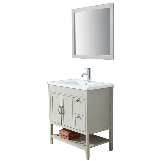 Mobile da bagno mobile da bagno a pavimento mobile da bagno moderno in legno con specchio per bagno dell'hotel