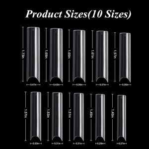 ปลายเล็บยาวพิเศษ C Curve 100ชิ้น,ปลายสี่เหลี่ยมยาวพิเศษสำหรับเล็บอะคริลิคพร้อมกล่อง - Product Image 2