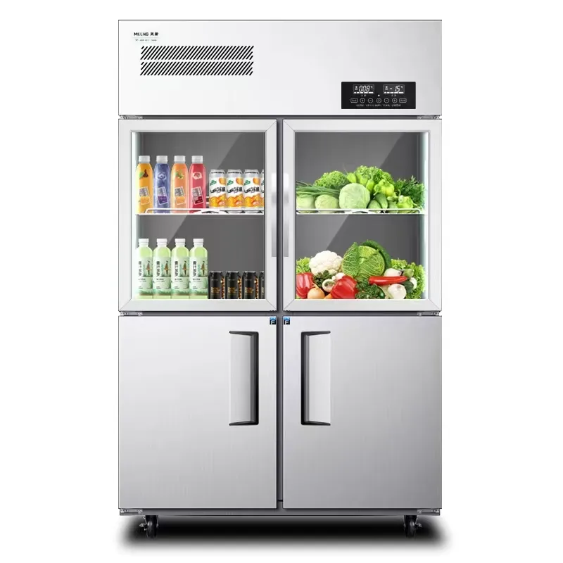 Réfrigérateur à économie d'énergie à double température à 4 portes pour les ménages commerciaux de haute qualité