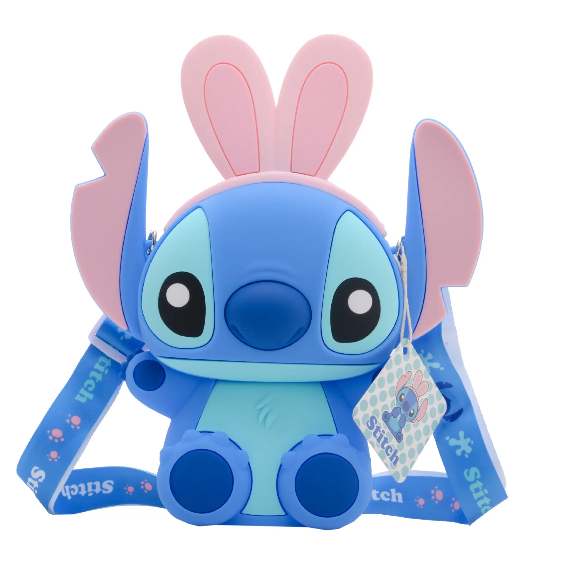 XUX tas bahu anak silikon, kantung silikon kartun luar ruangan Stitch anak-anak grosir