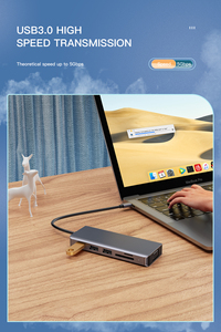 Venta caliente 9 en 1 Usb C Hub, OEM ODM Accesorio de computadora Usb Hubs con lectores de tarjetas SD TF y adaptadores de salida de video HDMI VGA - Product Image 6