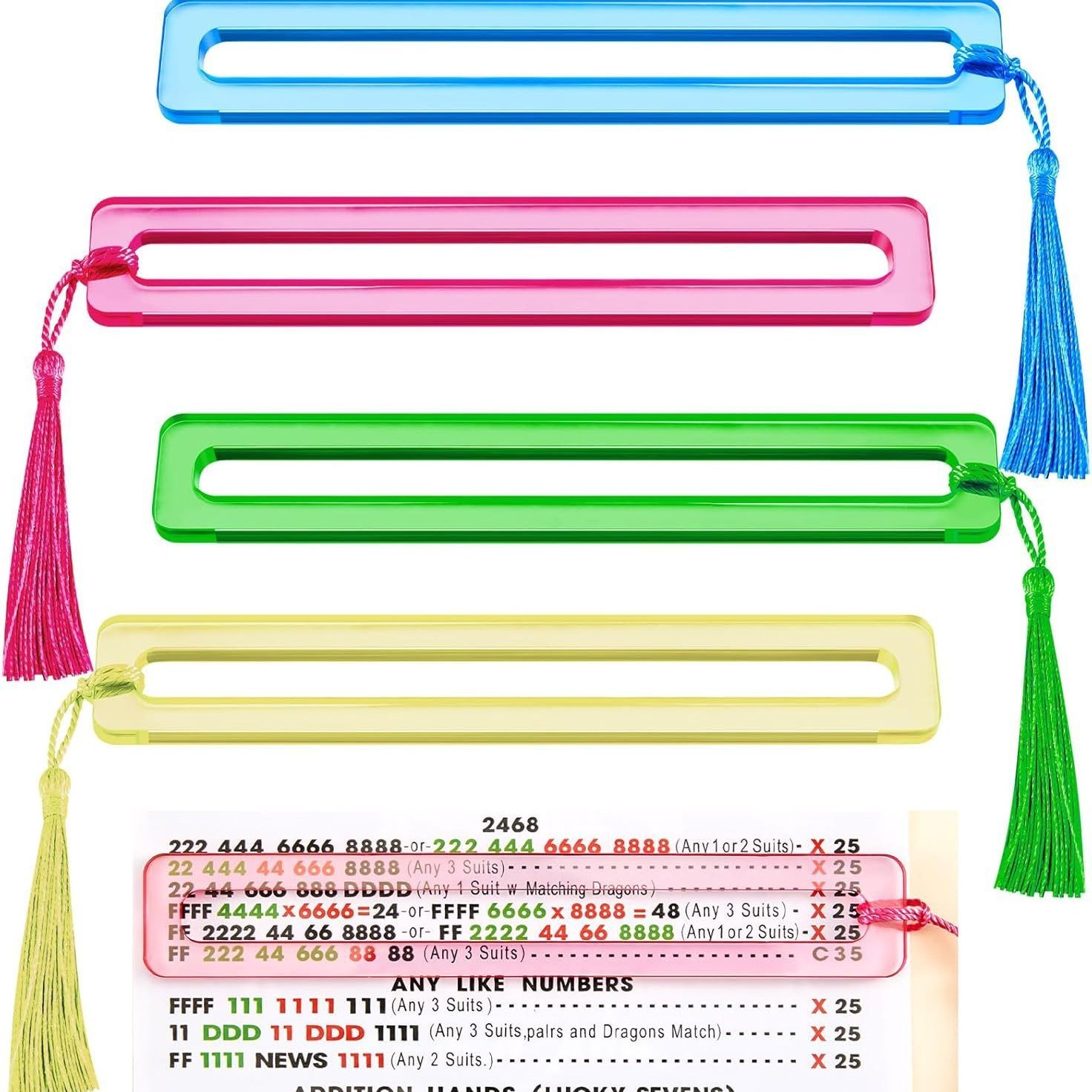 Colorful mahjong push ruler, set of 4
