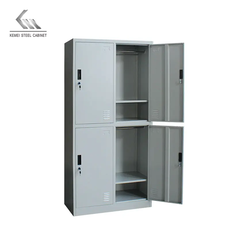 Newest steel storage cabinet iron wardrobe clothes waterproof 4 door metal drawers