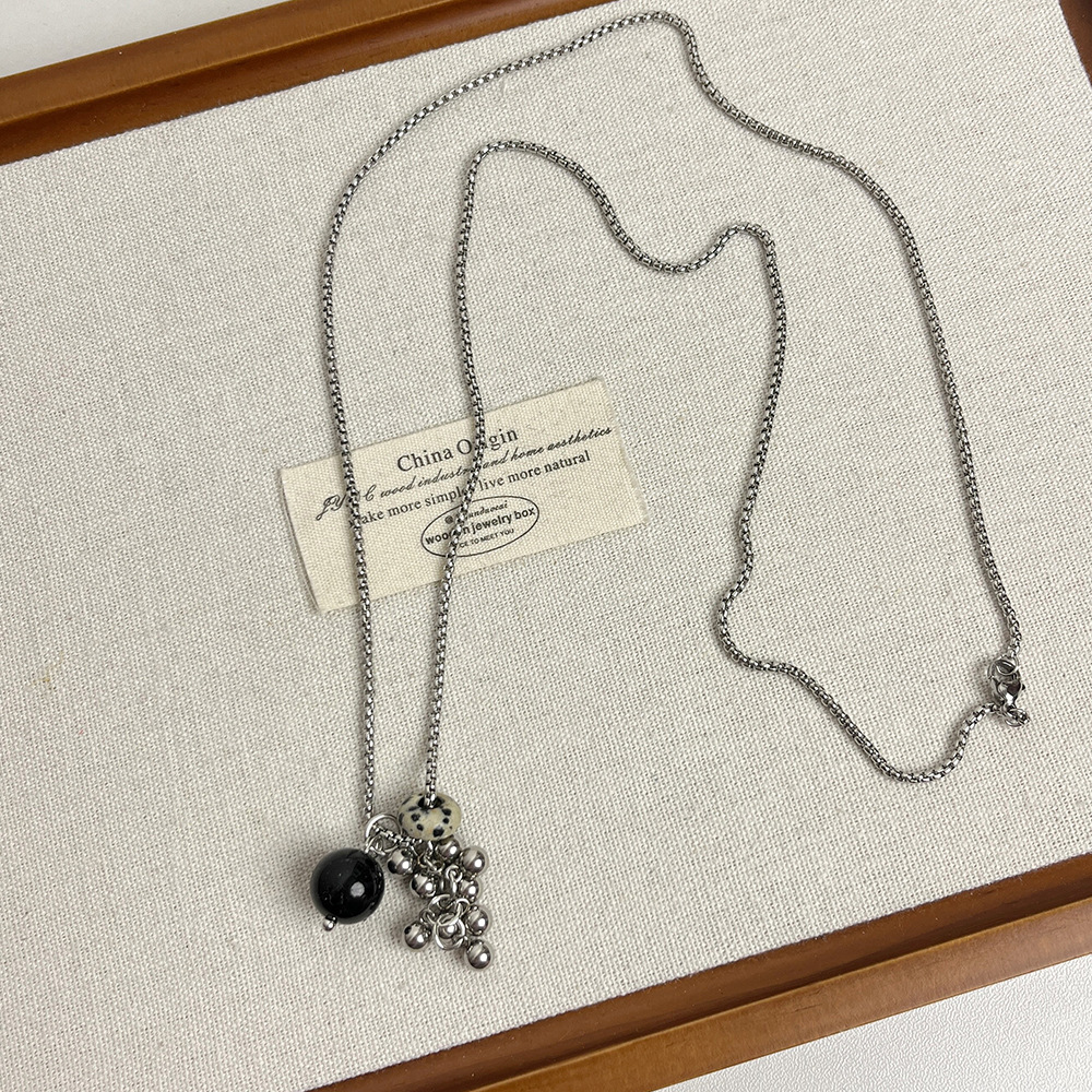 Collier de perles rondes en jaspe dalmatien Style G Z-4220