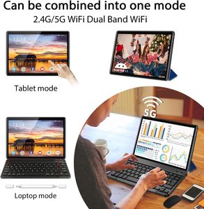 10.1 pollici octa core Android 11 Tablet pz 4 + 64GB 5G WiFi 4G GSM Tablet con custodia 2 in 1 Tablet con tastiera