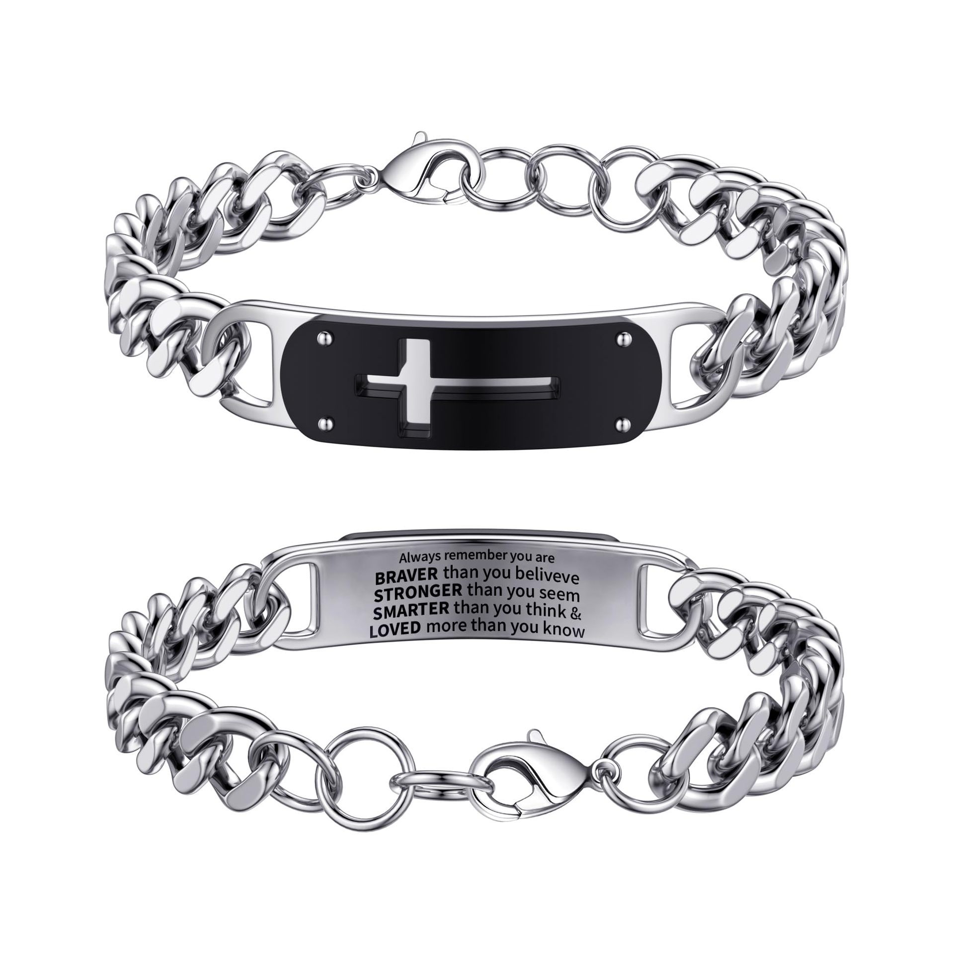 Bracelet croix courbée toujours gravé