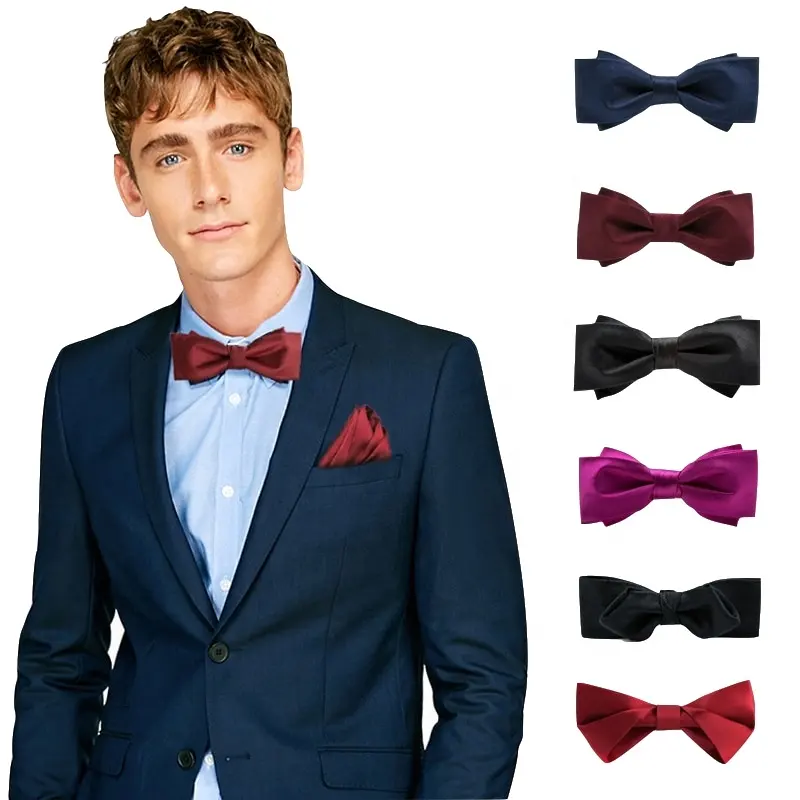 Conjunto de pajarita personalizado para hombre, corbatas de lazo preatadas para boda, venta al por mayor