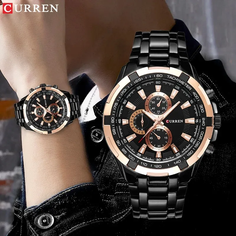 Curren 8023 Montre à bracelet en acier inoxydable pour hommes Montre à quartz importée Hot Relogio Masulino Luxury Curren Brand 8023 Wristwatches