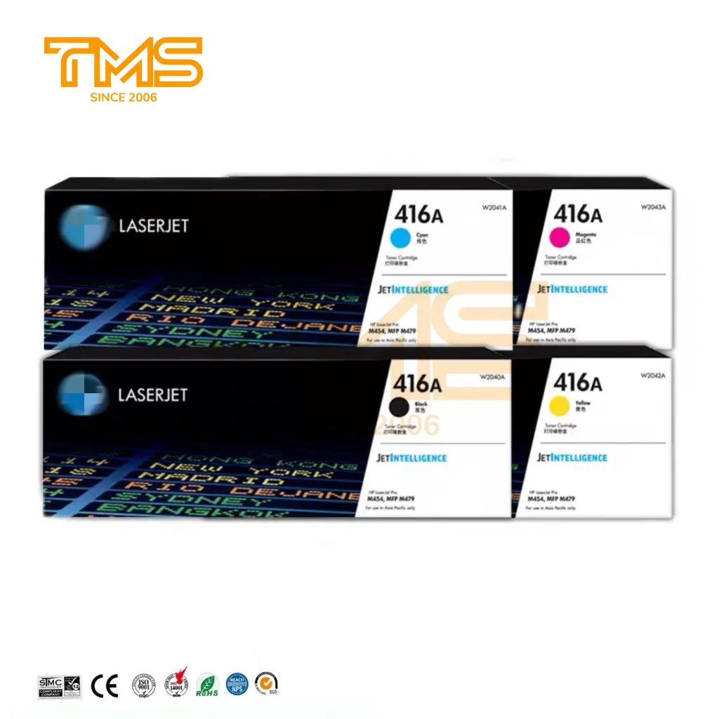 416A para cartuchos de toner colorido HP, toner 416a M454 MFP M479 impressora HP CF416A W2040A W2040X com chip