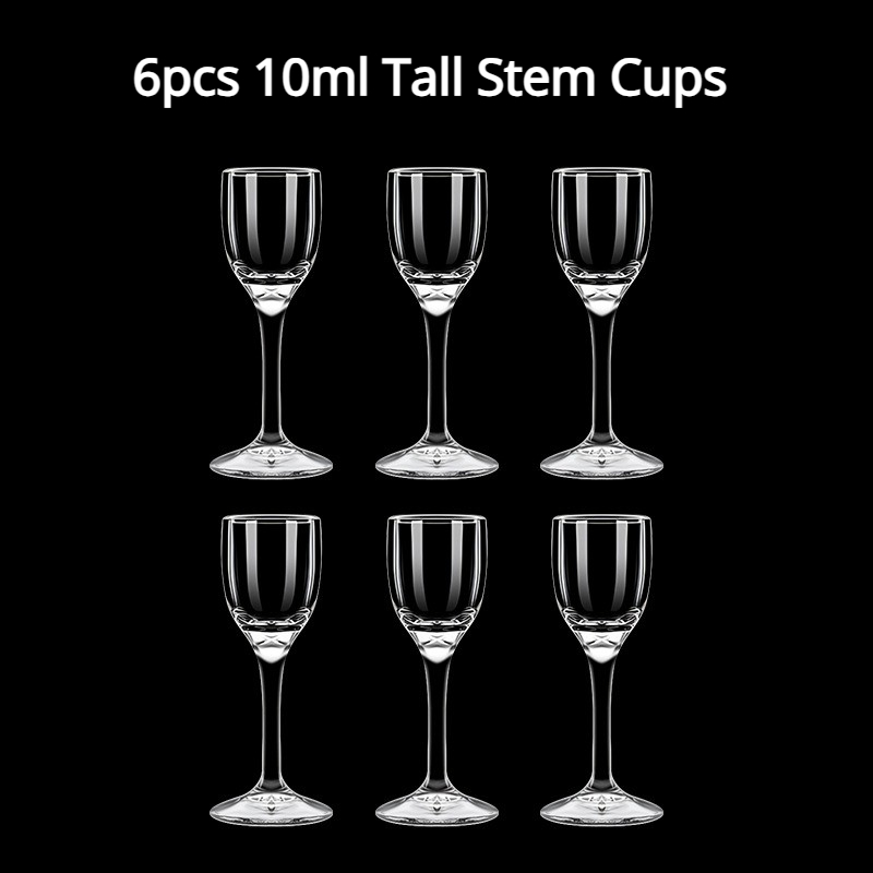 Verres à tige haute transparents, 6 pièces, 10 ml