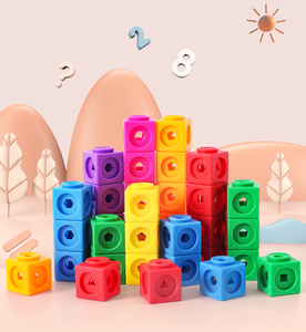 Erken eğitim 100 adet plastik sayma küpleri Unisex Diy yapış blok matematik öğretim manipülatif bağlama küp oyuncak - Product Image 6