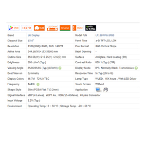 144Hz LP156WFG-SPB1/2/<span class=keywords><strong>4</strong></span>/3/5 sans contact 15.6 "40 broches écran <span class=keywords><strong>LCD</strong></span> 1920*1080 WLED nouvel écran <span class=keywords><strong>LCD</strong></span> pour ordinateur portable 99% SRGB 800: 1 - Product Image 6
