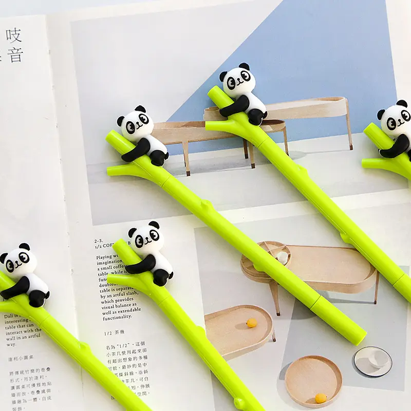 Hot Sale Cute Panda Gel Pen Back To School Stationery Boys And Girls 20Pcs Kawaii File Pocket Packing Cartoon Gel Pen Set