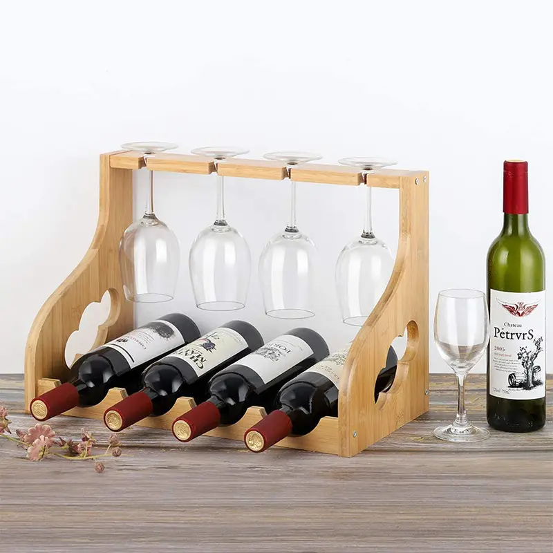 Großhandel hochwertige Weinglas Cup Rack und Flaschen halter, Bambus Glas Cup Hanger Hook Stand Organizer
