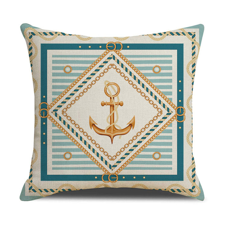 Ocean Blue Digital Print Sofa Throw Pillow Case Linen Cushion Cover
