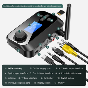 BT Audio Transceiver Converter Support 2 Headsets 3.5mm <strong>RCA</strong> Optical Coaxial TF Card LCD Display - Product Image 3