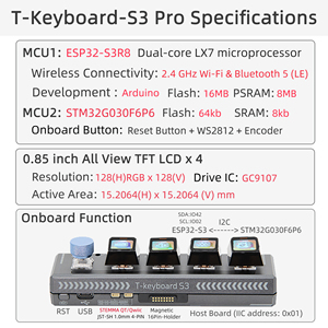 Lilygo T-Keyboard-S3 Pro ESP32-S3 SMT32 Dual MCUs Controller chiave intelligente sviluppato Mini tastiera con Encoder rotativo - Product Image 6