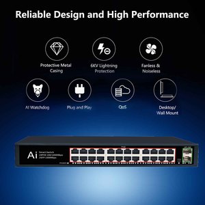 Özel fabrika doğrudan ucuz fiyat tam gigabit 24port poe anahtarı ağ ip kamera için 2 gigabit rj45 uplink ile - Product Image 3