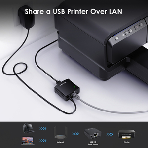 Wavlink USB 2.0 LRP <strong>Print</strong> <strong>Server</strong> with 100Mbps Network <strong>Ethernet</strong> Networking Printers Power Adapter USB HUB 1-Year Warranty Stock - Product Image 2
