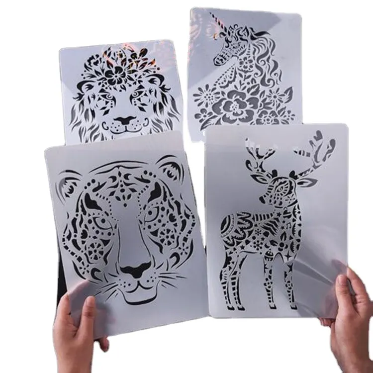 Produttori nuovo design personalizzato creativo animale domestico taglio laser disegno stencil in plastica modello PP per bambini pittura