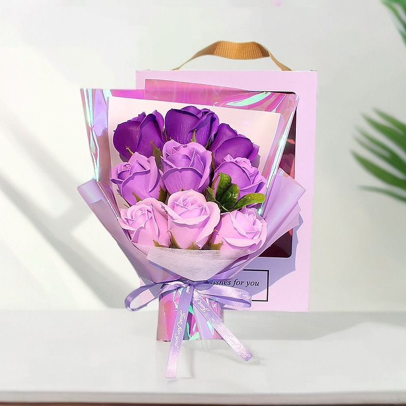 9 roses gradually turning purple