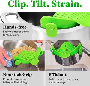 <strong>Strain</strong> <strong>Pot</strong> Strainer and Pasta Strainer - Adjustable Silicone Clip on Strainer for <strong>Pots</strong>, Pans, and Bowls - Lime Green - Product Image 3
