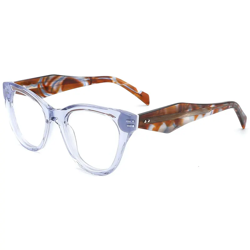 Montura de gafas de acetato grueso, hecho a mano, italiano, azul, transparente, 2022