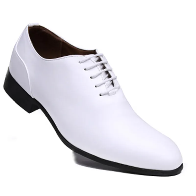 Chaussures à lacets pour hommes, en cuir blanches, tenue formelle de mariage, à la mode, populaire