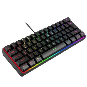 Múltiples combinaciones de colores 61 teclas USB con cable RGB 60% Juegos de computadora Teclados negros pequeños - Product Image 1
