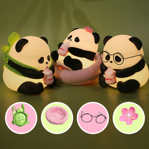 Çocuklar için güzel hediye Panda gece lambası taşınabilir bebek karikatür dokunmatik şarj edilebilir LED ışık silikon Panda lambası