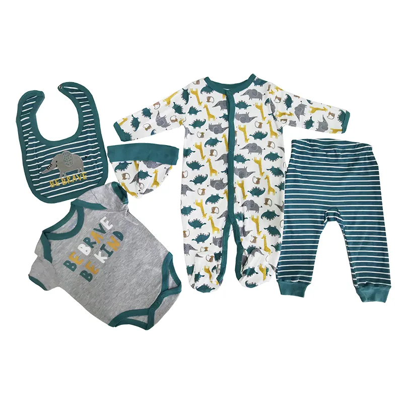 Macacão infantil de algodão orgânico, conjunto de roupas para bebês de algodão padrão de alta qualidade e oem