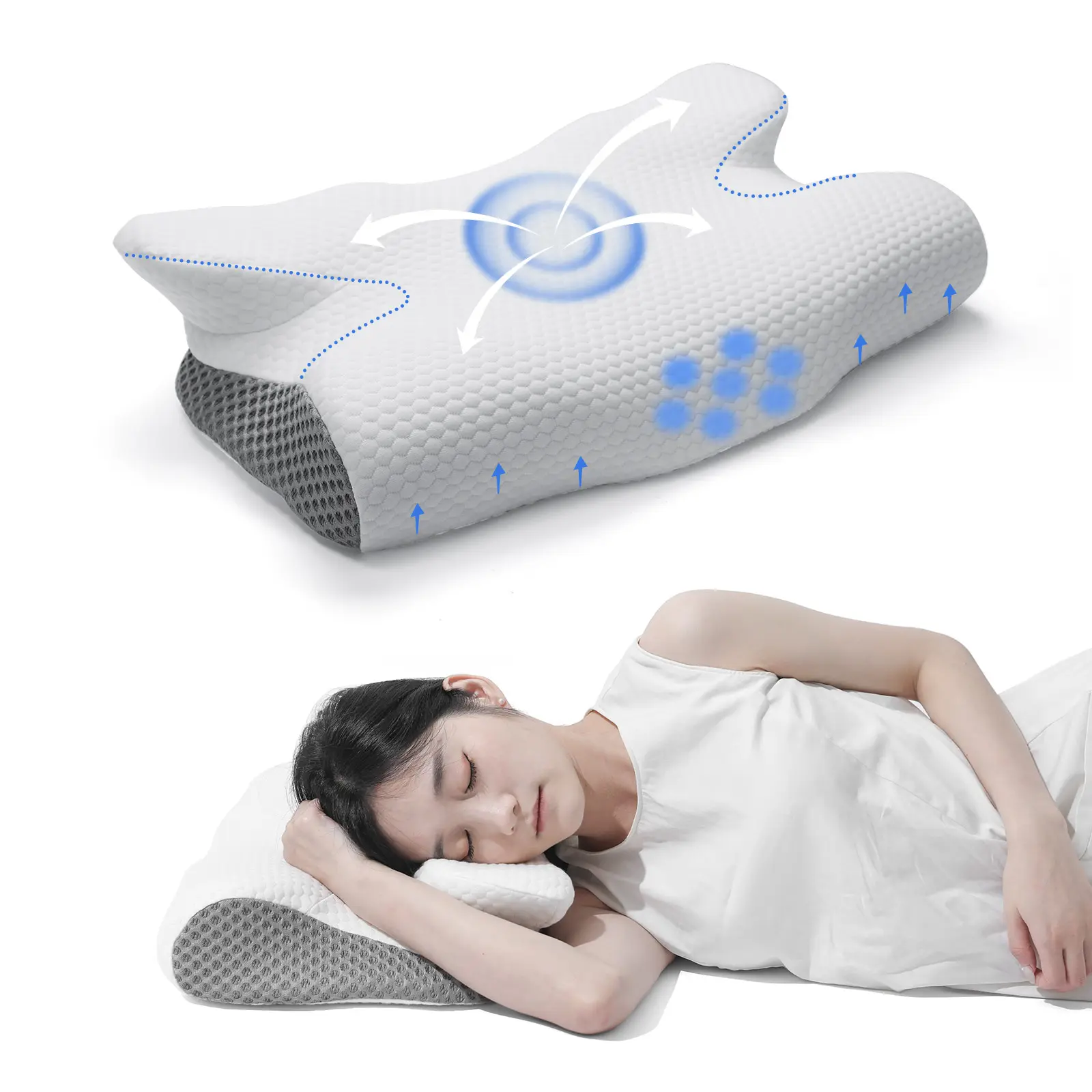 Cuscino cervicale morbido per il collo rimovibile per alleviare il dolore copertura ortopedica Memory Foam cuscini ergonomici a rimbalzo lento