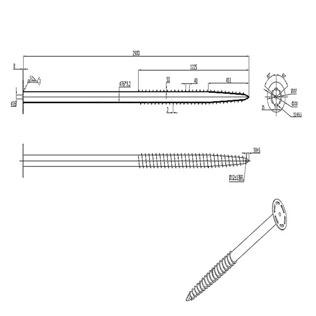 Pile โพสต์สังกะสีเหล็กราว anchors earth สกรู Helical Ground Pile สกรู Pole Anchor