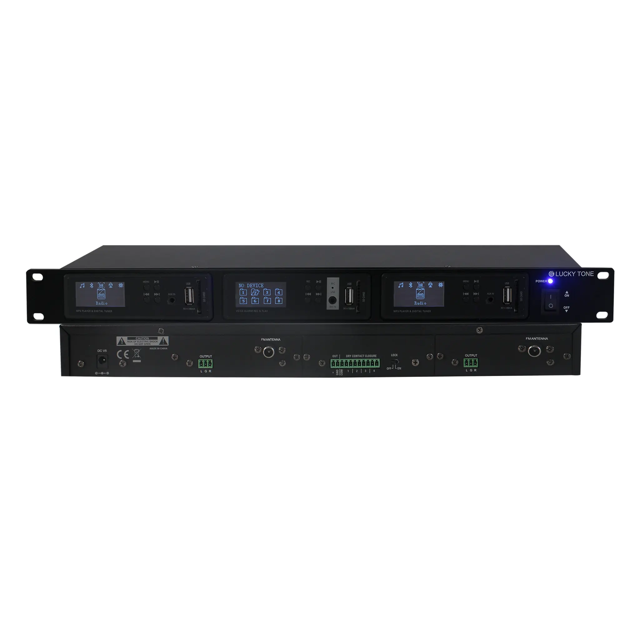 1U 19 Inch Rack Mount Deck for Up to 3 Mplayers Media Player