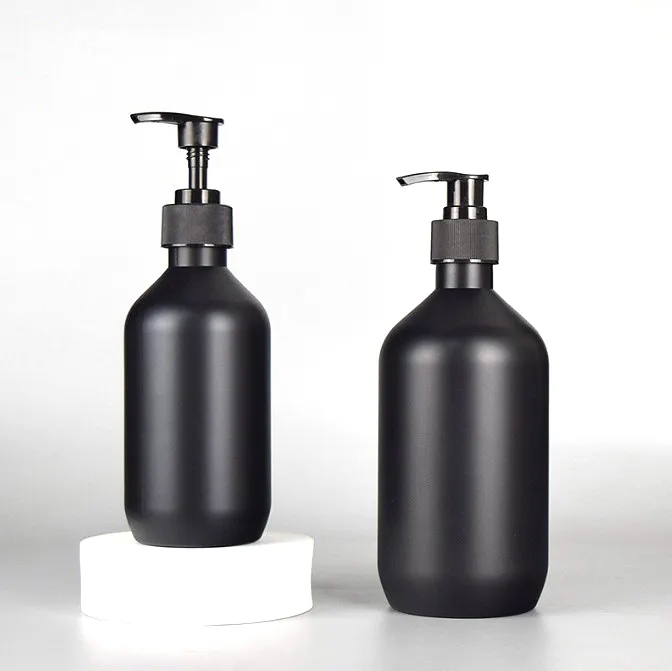 High quality 10oz 500ml Empty Shampoo Conditioner container Matte black Luxury 300ml plastic bottle for lotion With Pump