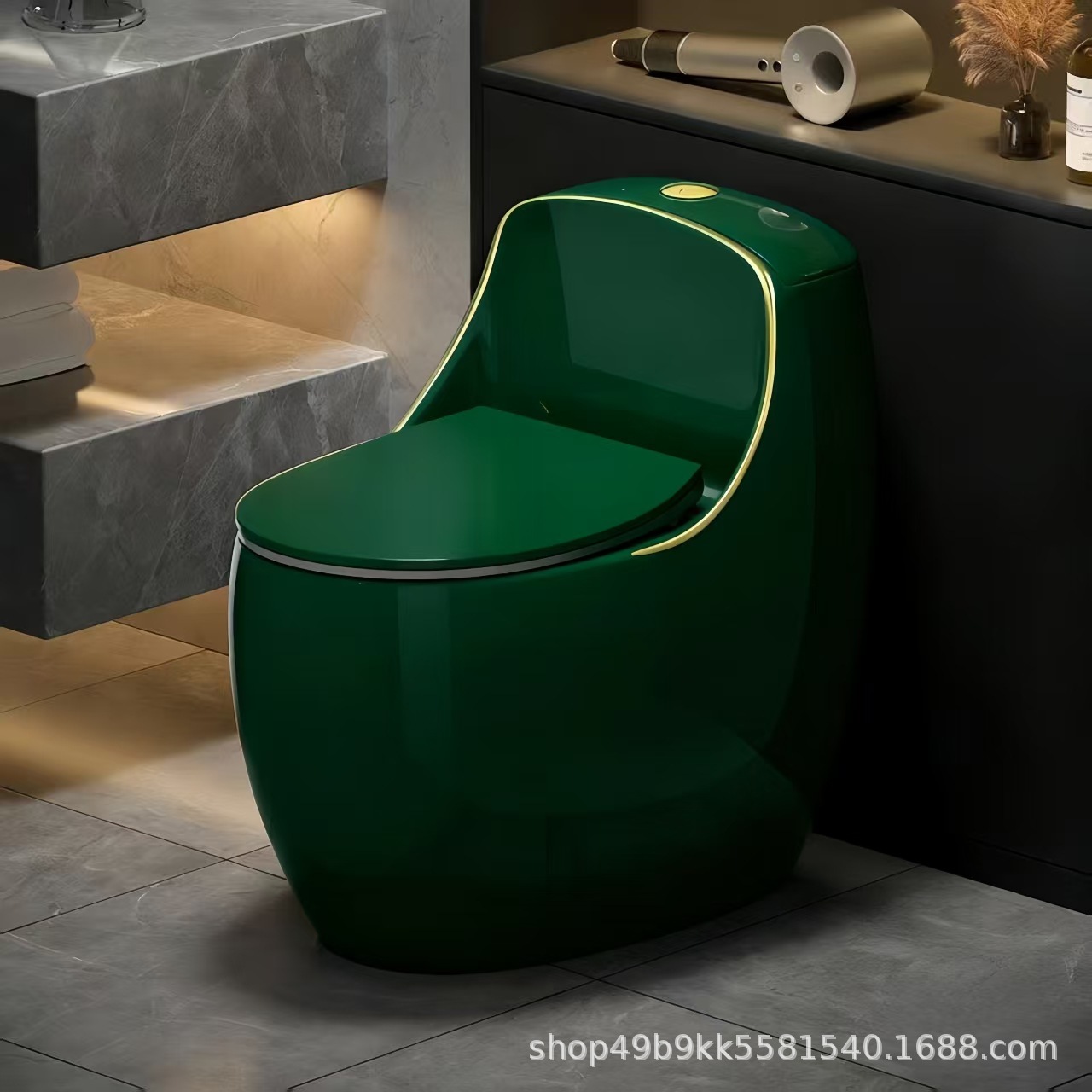Dark green toilet