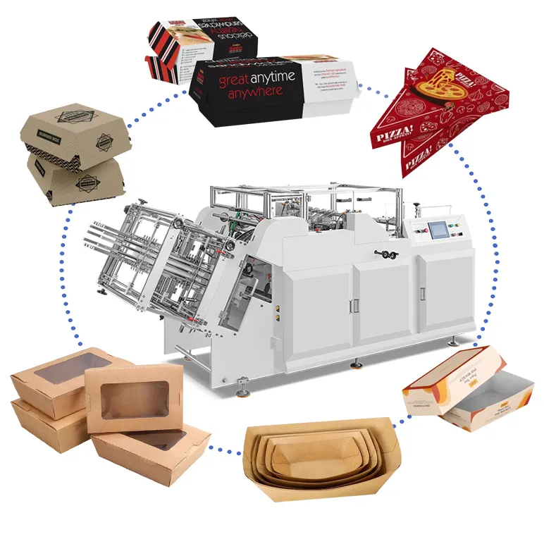 Máquinas para hacer cajas de embalaje de pizza para llevar industrial Máquina formadora automática de cajas de papel
