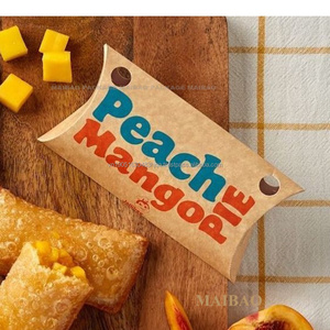 包装ケーキや食品のためのアップルパイ枕ボックス用カスタム印刷された白いクラフト紙