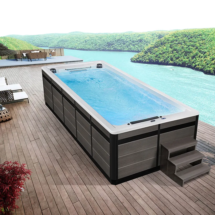 Grosir 5.5m panjang serat kaca kolam renang dewasa Korea Spa mandi untuk Luar Ruangan di atas tanah kolam untuk aplikasi Villa