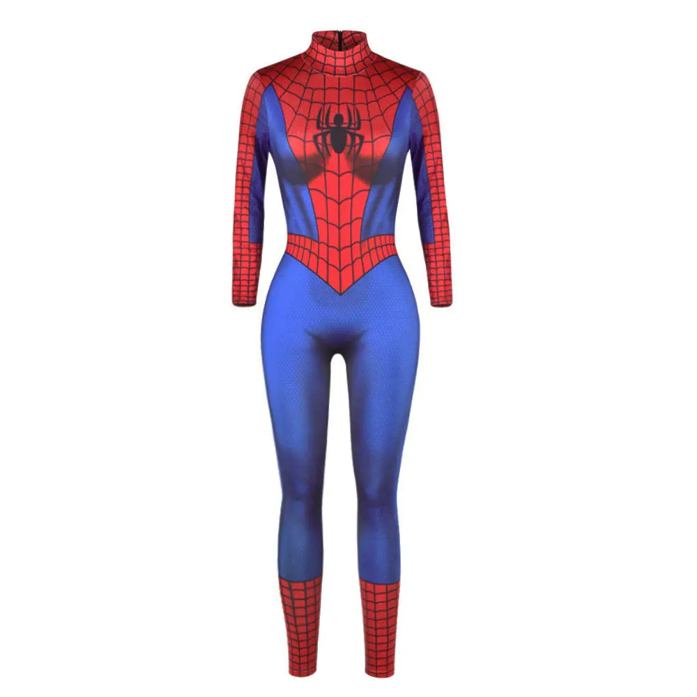 Halloween carnaval Cosplay super-héros femmes combinaison araignée noire Costume de fer impression numérique Sexy Spider Man femme Costume